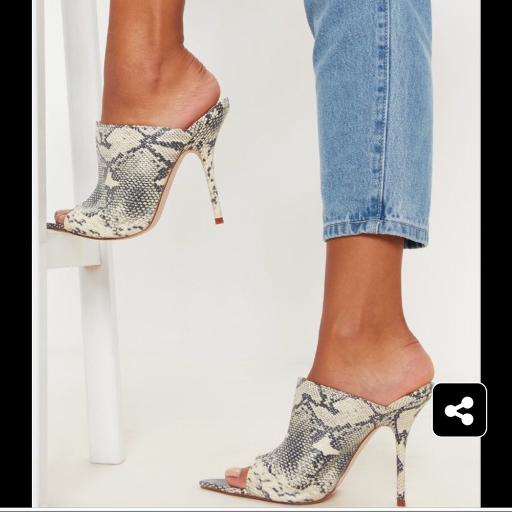 Snake skin mule heels